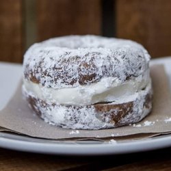 The Happy Mixer Gluten Free Bakery - Vanilla Cream Filled Donuts!  Cream in every single bite!