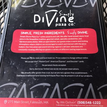Simply Divine - Menu - Pizza Near Me - Falmouth, Massachusetts