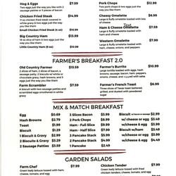 The Farmers Table - Menu page 1