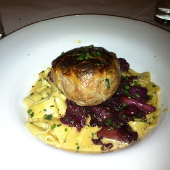 Seasons of Durango - Giant meatball with red cabbage and pasta - American Near Me - Durango, Colorado Seasons of Durango - Giant meatball with red cabbage and pasta - American Near Me - Durango, Colorado