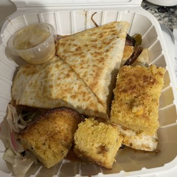 Angry Smokehouse - Brisket quesadilla with corn bread - Barbeque Near Me - Baldwinsville, New York Angry Smokehouse - Brisket quesadilla with corn bread - Barbeque Near Me - Baldwinsville, New York