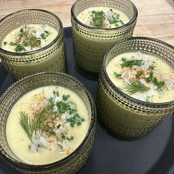 Lo-Fi Lounge & Dining - Corn and crab chilled bisque - Lounges Near Me - Modesto, California Lo-Fi Lounge & Dining - Corn and crab chilled bisque - Lounges Near Me - Modesto, California