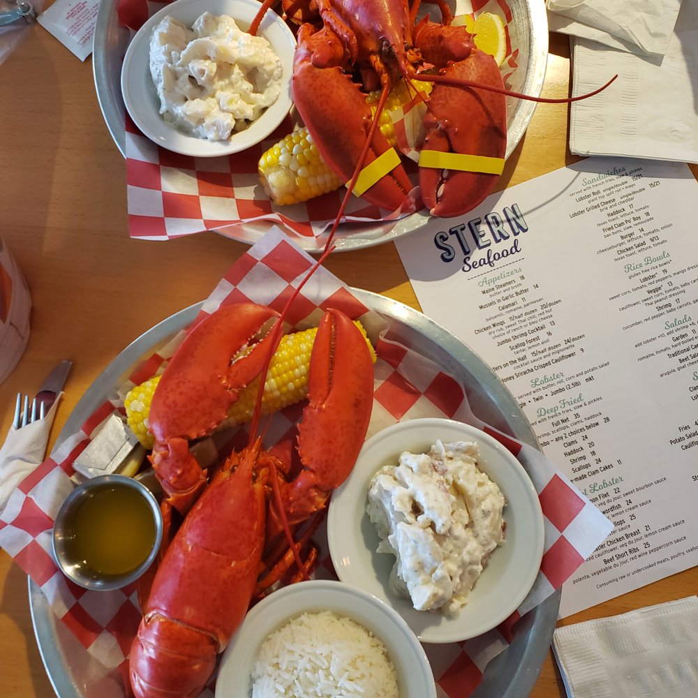 Stern Seafood - 1.25 pounders, with sides of their really-good potato salad. - Seafood Near Me - Scarborough, Maine