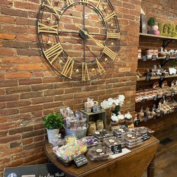 Lancaster Sweet Shoppe - a brick wall with a clock on it - Desserts Near Me - Lancaster, Pennsylvania