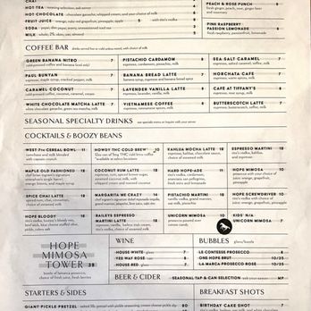 Hope Breakfast Bar - Minneapolis North Loop - Drink menu - Breakfast & Brunch Near Me - Minneapolis, Minnesota
