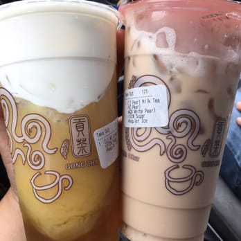 Gong Cha - Milk foam green tea & white pearl milk tea (black tea) - Bubble Tea Near Me - Houston, Texas Gong Cha - Milk foam green tea & white pearl milk tea (black tea) - Bubble Tea Near Me - Houston, Texas