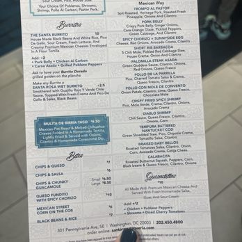 Santa Rosa Taqueria - Menu 2/2 - Mexican Near Me - Washington, DC, District of Columbia