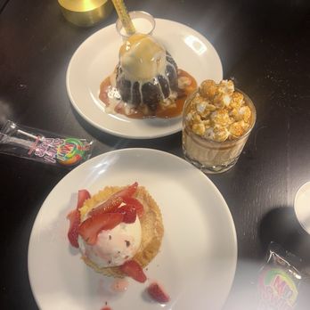 BLVD Steak - Butter cake, chocolate cake and salted Carmel dessert - Steakhouses Near Me - Calabasas, California