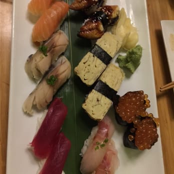 NORI - Nigiri: (left top to bottom then top right to bottom) salmon, mackerel, tuna, eel, sweet egg, yellowtail, salmon egg - Sushi Bars Near Me - Phoenix, Arizona NORI - Nigiri: (left top to bottom then top right to bottom) salmon, mackerel, tuna, eel, sweet egg, yellowtail, salmon egg - Sushi Bars Near Me - Phoenix, Arizona