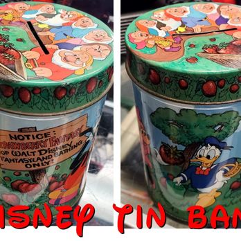 New Life Thrift - Cutest Disney tin bank! Tried capturing all sides. 7 dwarves on top, Donald picking apples, Goofy w/ sign, "Notice: Strawberry Fantasy..." - Thrift Stores Near Me - Modesto, California New Life Thrift - Cutest Disney tin bank! Tried capturing all sides. 7 dwarves on top, Donald picking apples, Goofy w/ sign, "Notice: Strawberry Fantasy..." - Thrift Stores Near Me - Modesto, California