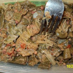 Cooked "STRINGY, HARD" okra bought frozen from Kevin Guidry Produce. He told me this looked perfectly good!