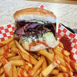 Avacado Bacon burger and I added pastrami