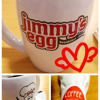 Jimmy's Egg - a coffee mug with a sticker on it - Breakfast & Brunch Near Me - Mission, Texas Jimmy's Egg - a coffee mug with a sticker on it - Breakfast & Brunch Near Me - Mission, Texas
