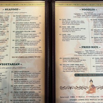 Sawadee Thai Cuisine - Menu of Seafood, Noodle and Fried Rice August 2024 - Thai Near Me - Sequim, Washington