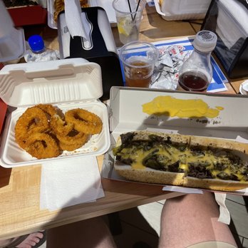 Cleavers - Traditional Cheesesteak Hoagie w/onion rings - Cheesesteaks Near Me - Philadelphia, Pennsylvania