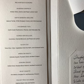 SingleThread Restaurant & Inn - The menu, February 2019 - New American Near Me - Healdsburg, California SingleThread Restaurant & Inn - The menu, February 2019 - New American Near Me - Healdsburg, California