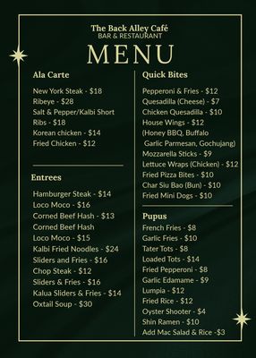 Menu photo 2 Back Alley Café Honolulu, HI Menu photo 2 Back Alley Café Honolulu, HI