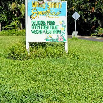 What's Shakin' - Street sign. - Breakfast & Brunch Near Me - Pepeekeo, Hawaii What's Shakin' - Street sign. - Breakfast & Brunch Near Me - Pepeekeo, Hawaii