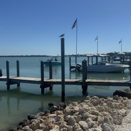Dock from the patio & parking lot Dock from the patio & parking lot