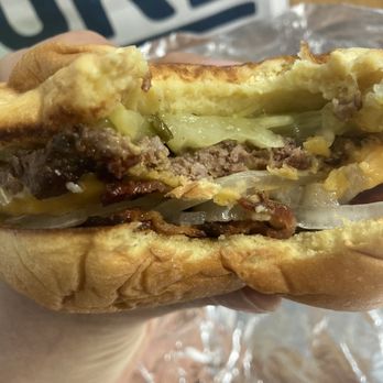 Diesel and Duke - Bacon cheeseburger with onions and pickles - Burgers Near Me - Jersey City, New Jersey Diesel and Duke - Bacon cheeseburger with onions and pickles - Burgers Near Me - Jersey City, New Jersey