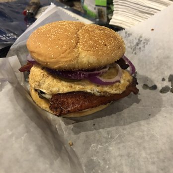 Turf Bar - a bacon and egg sandwich on a bun - Dive Bars Near Me - Milford, Indiana