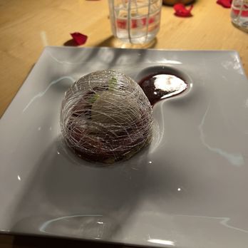 Marmalade - Poached pear dessert with a sugar dome - Caribbean Near Me - San Juan, Puerto Rico