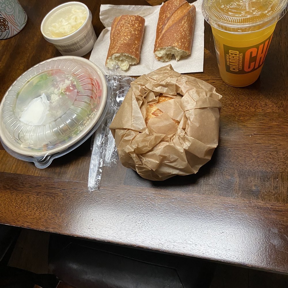 Panera Bread - Baja bowl Sourdough bread bowl Mango lemonade 2 baguettes plastic utensils - Salad Near Me - Rochester, New York Panera Bread - Baja bowl Sourdough bread bowl Mango lemonade 2 baguettes plastic utensils - Salad Near Me - Rochester, New York