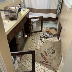 Samson Handyman Service - Bathroom was mess while waiting on outside job to be finished