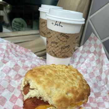 Biscuit Bitch - Bitchwich with bacon and drip coffee. - Breakfast & Brunch Near Me - Seattle, Washington