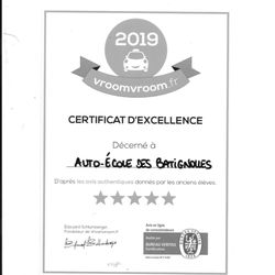 École de Conduite des Batignolles - Certificat d'excellence 2019