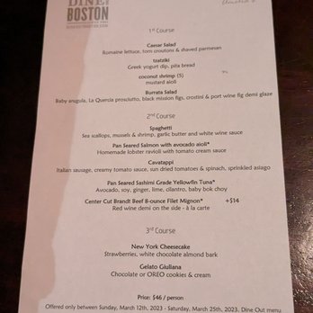 Amelia's - Dine out Boston (aka restaurant week) menu - Bars Near Me - Stoughton, Massachusetts