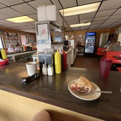 Pie and kitchen serving area.