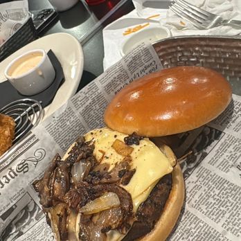 The Depot - Mushroom Swiss burger - one of the best things I've had here! - Burgers Near Me - Greenfield, Indiana
