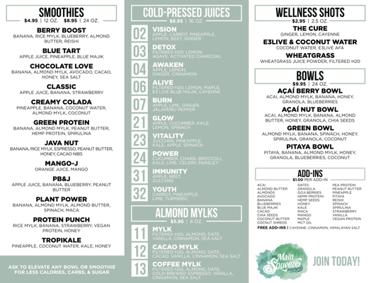 Menu photo 3 Main Squeeze Juice Co. Baton Rouge, LA Menu photo 3 Main Squeeze Juice Co. Baton Rouge, LA