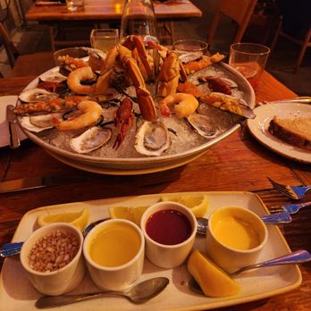 Foreign Cinema - Seafood platter with 4 sauces (mignonette, butter, cocktail sauce, aioli) - Breakfast & Brunch Near Me - San Francisco, California