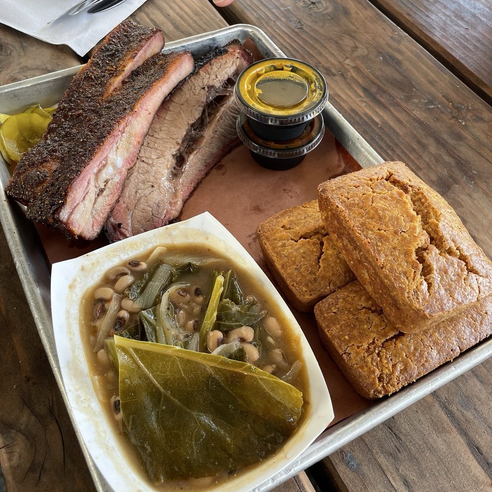 Ribs, Brisket, Cornbread, Beans & Greens