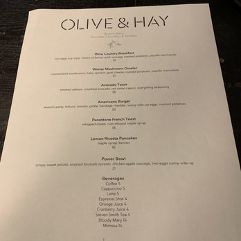 Olive & Hay - Menu - Italian Near Me - Napa, California