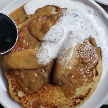 Naïve - Bananas foster pancakes (vegan, gf) - New American Near Me - Louisville, Kentucky Naïve - Bananas foster pancakes (vegan, gf) - New American Near Me - Louisville, Kentucky