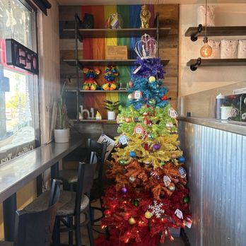 Brick Road Coffee - Adorable rainbow Christmas Tree - Coffee & Tea Near Me - Tempe, Arizona