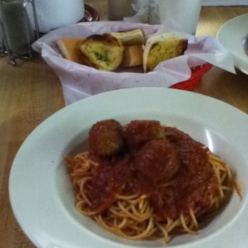 Mandola's Deli - Spaghetti and meatballs, comes with a side of garlic bread. - Delis Near Me - Houston, Texas Mandola's Deli - Spaghetti and meatballs, comes with a side of garlic bread. - Delis Near Me - Houston, Texas