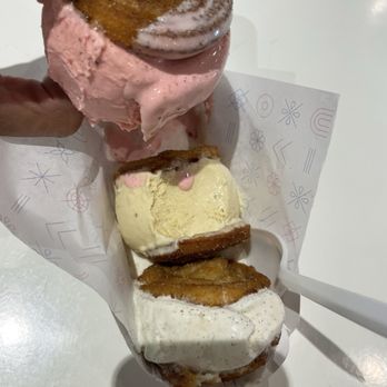Mercado Gonzalez - Churro sandwich with strawberry, banana and vanilla ice cream... - Mexican Near Me - Costa Mesa, California