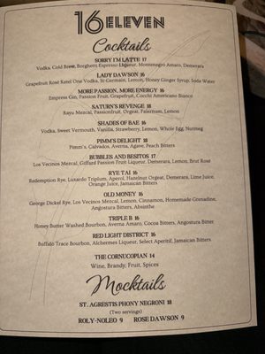 Menu photo 2 16Eleven Everett, WA
