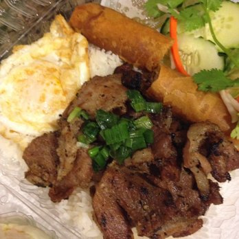 Saigon Bistro - Grilled pork plate over rice with egg roll and egg $8.95 - Vietnamese Near Me - Concord, California Saigon Bistro - Grilled pork plate over rice with egg roll and egg $8.95 - Vietnamese Near Me - Concord, California