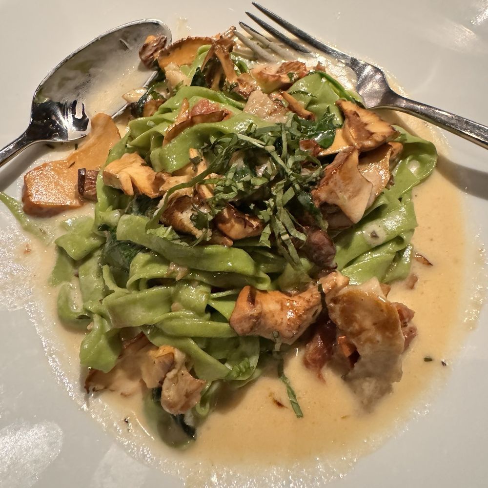 River's End Restaurant & Inn - Fresh made spinach pasta with locally foraged mushrooms. - Hotels Near Me - Jenner, California River's End Restaurant & Inn - Fresh made spinach pasta with locally foraged mushrooms. - Hotels Near Me - Jenner, California