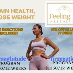 Feeling 22 Aesthetics - 12 week Semaglutide & Tirzepatide Programs!
Monthly B12 shots, discounted IV drips & individualized diet plans managed by our CRNP!