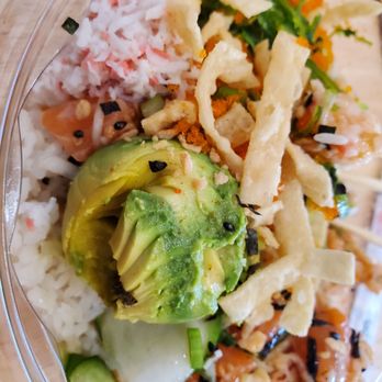 Pokeworks - Regular signature poke bowl over white rice, salmon, & lobster. - Salad Near Me - Costa Mesa, California Pokeworks - Regular signature poke bowl over white rice, salmon, & lobster. - Salad Near Me - Costa Mesa, California