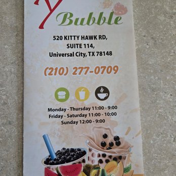 Y Bubble - Menu - Bubble Tea Near Me - Universal City, Texas