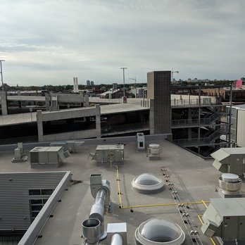 Market Hall - View looking straight out of the garage door window. And the HVAC sounds like planes landing. Paid extra for this! - Food Court Near Me - Denver, Colorado