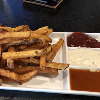 BRU Burger Bar - Cincinnati - Fries as appetizer. Sauces are amazing - Burgers Near Me - Cincinnati, Ohio