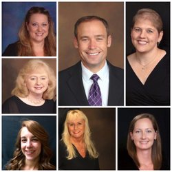 Mark E Lawton DDS - Office staff 2016 (From top R around to top L.)Lisa, Kim, Lexi, Lelia, Sara & Sherre .Dr Mark Lawton .